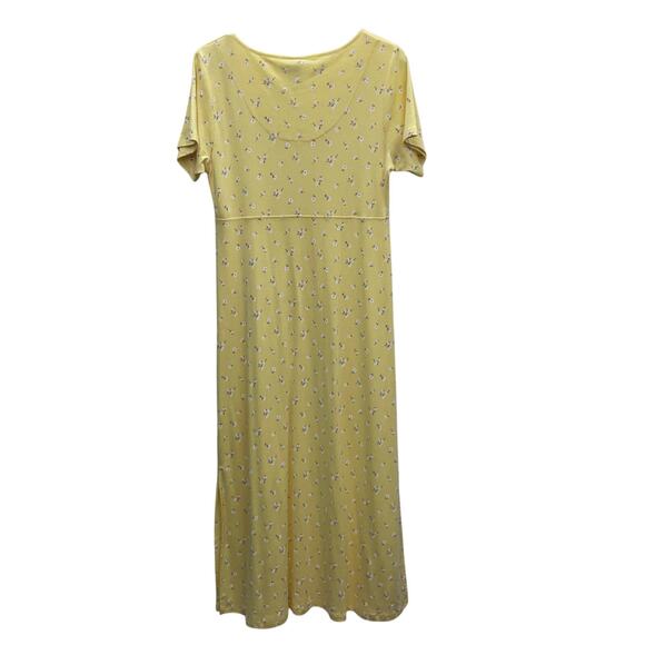 High Sierra Intimates Yellow Floral Short Sleeve Maxi Dress Size Medium - Picture 6 of 7